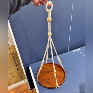 Wooden Hanging Planter with Rope